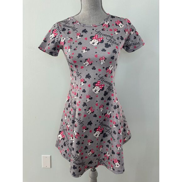 Walt Disney Minnie Mouse Heart Graphic Print Short Sleeve Skater Dress size XL - Picture 1 of 6